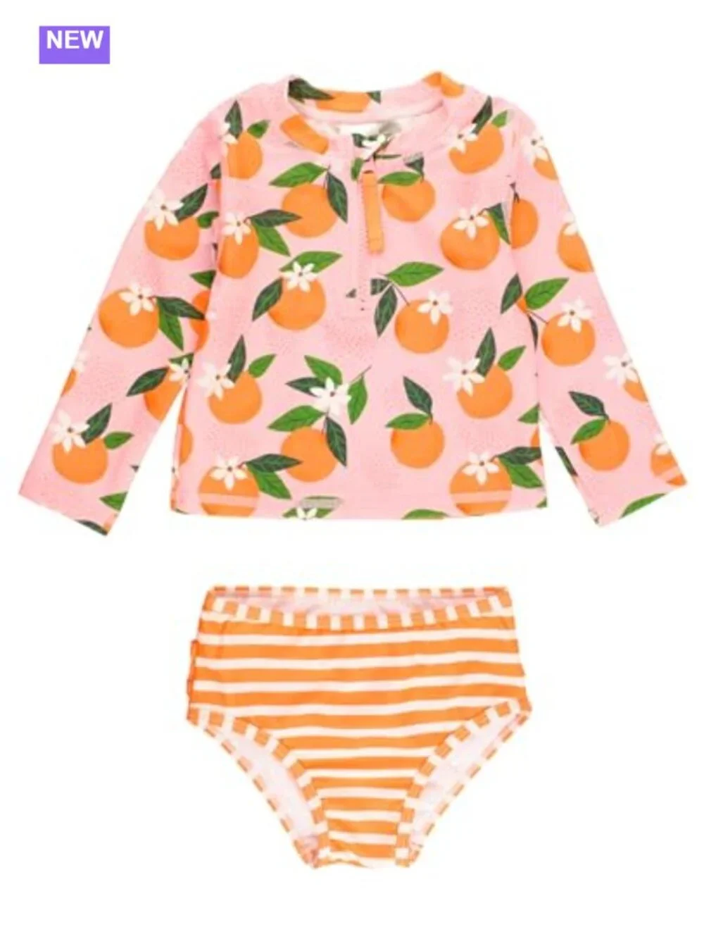 Girls Long Sleeve Rash Guard Set UPF 50+ Two Piece Swimsuit